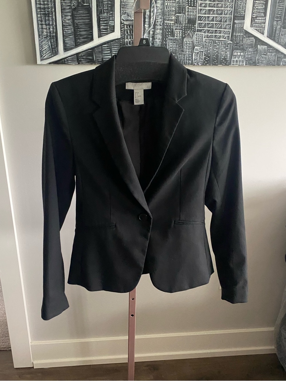 H&M Black Lines Women's Tailored Single-Button Blazer Size 6